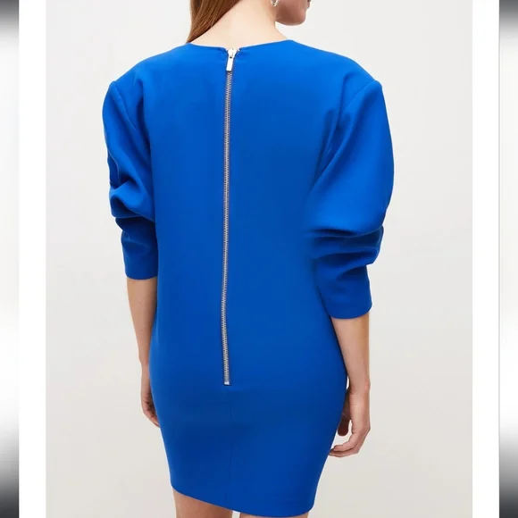 Karen Millen | Compact Stretch Sleeve V Neck Pencil Dress - Picture 6 of 13